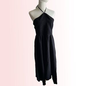 Old Navy halter smocked handkerchief hem dress black - NWOT cotton rayon blend